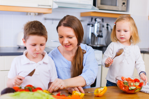 Family at kitchen