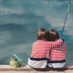 Twin sisters on Wooden pier