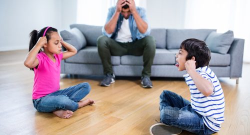 father and kids