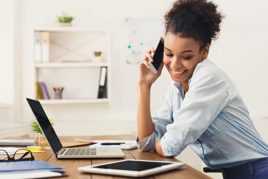 productive woman on phone